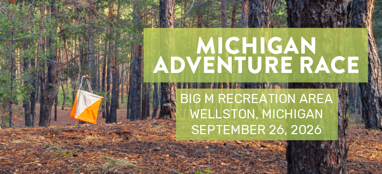 Mountain bikers and trekkers racing through Big M Recreation Area, Wellston MI – Michigan Adventure Race 2026
