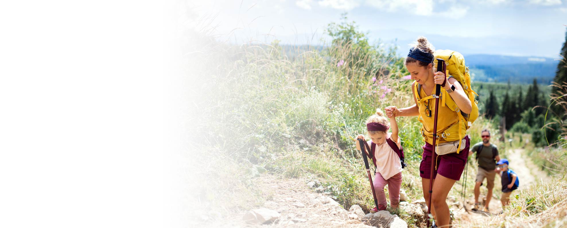 Family Hiking in the mountains