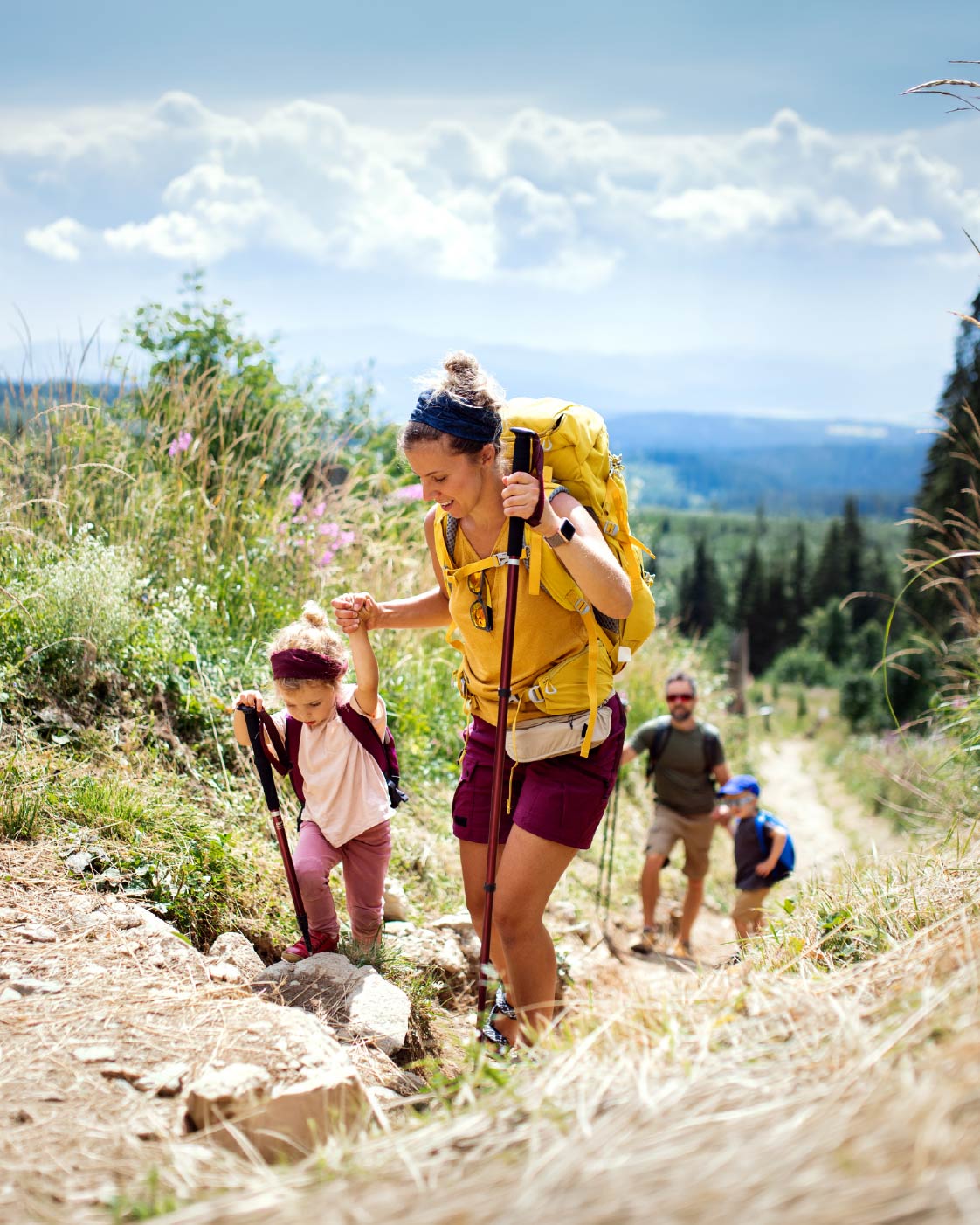 Family Hiking in the mountains