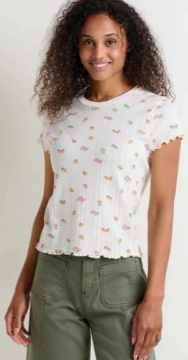 Womens Foothill Pointelle SS Baby Tee