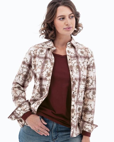 Womens Jordyn Organic Embroidered Snap Shirt
