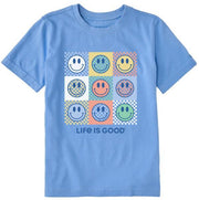 Kids Checkerboard Smilies Short Sleeve Crusher Tee