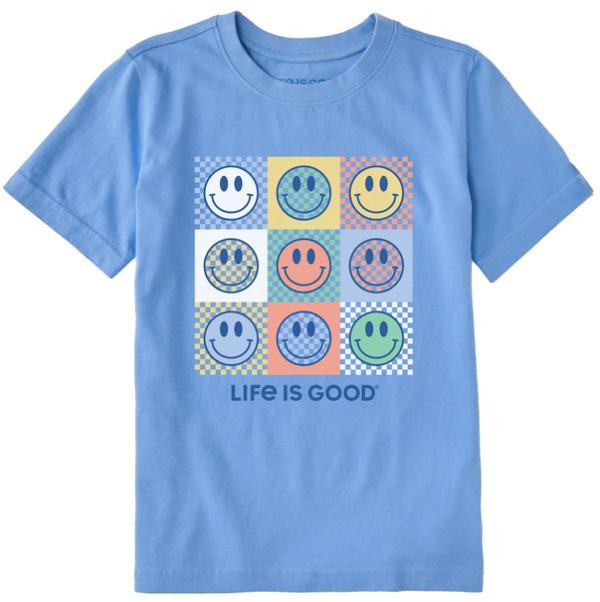 Kids Checkerboard Smilies Short Sleeve Crusher Tee