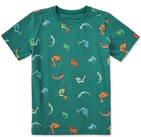 Kids Axolotl and Amphibians Pattern Short Sleeve Crusher Tee