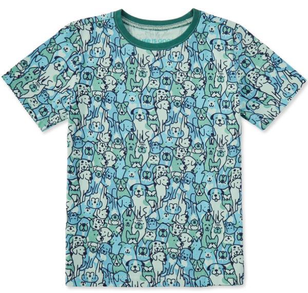 Kids Heart of Dogs Pattern Short Sleeve Crusher Tee