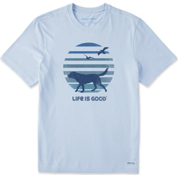 Mens 70s Retro Dog Beach Walk Short Sleeve Crusher Tee