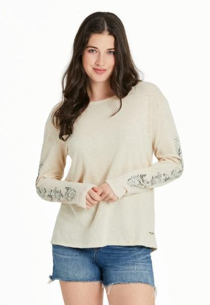 Womens Mushroom Garden Long Sleeve Slub Tee