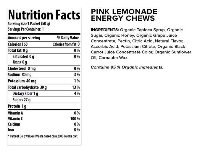 Organic Energy Chews  Pink Lemonade