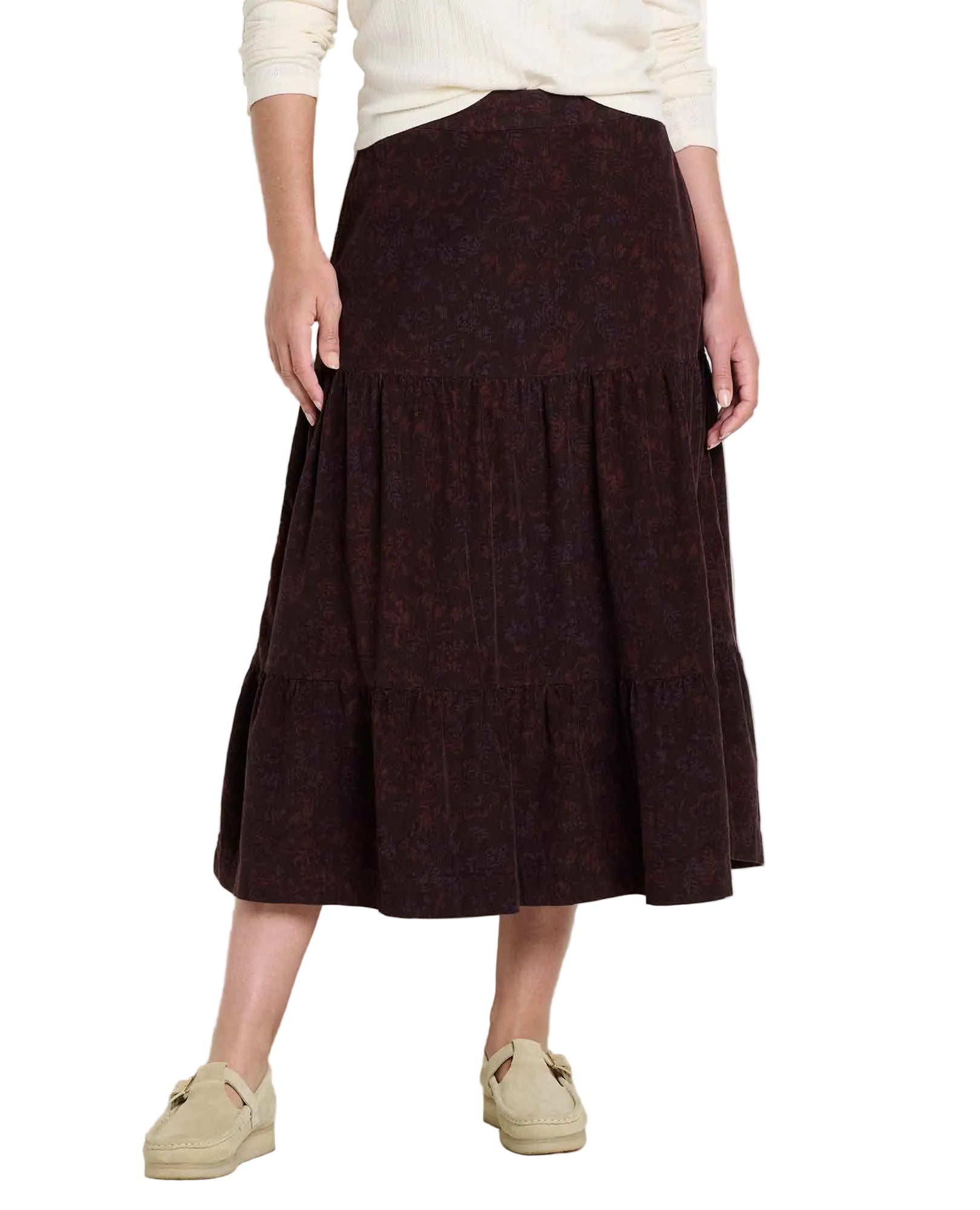 Women's Cattail Corduroy Tiered Midi Skirt