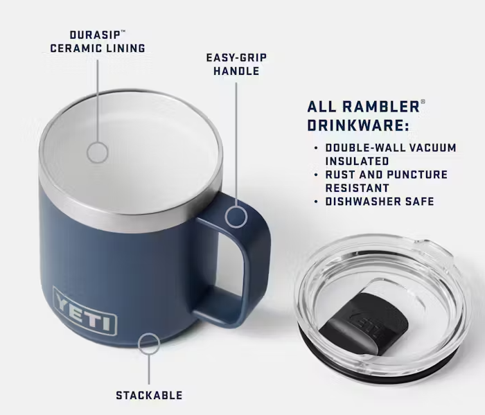 Rambler 10 oz Stackable Mug w/ Durasip Ceramic Lining