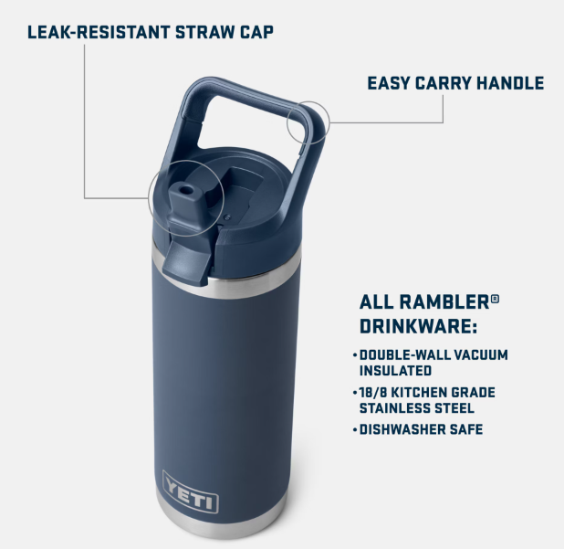 Rambler 18oz Water Bottle With Straw Cap