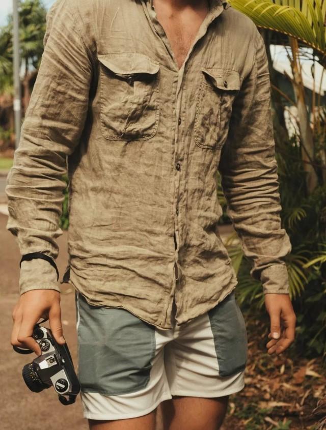 Mens Safari Linen Shirt