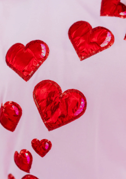 Women's Red Heart Sparkle Tee