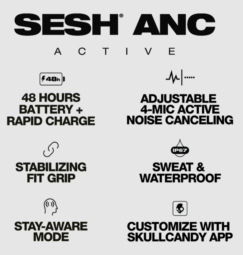 Sesh ANC Active True Wireless Active Earbuds with Noise Canceling