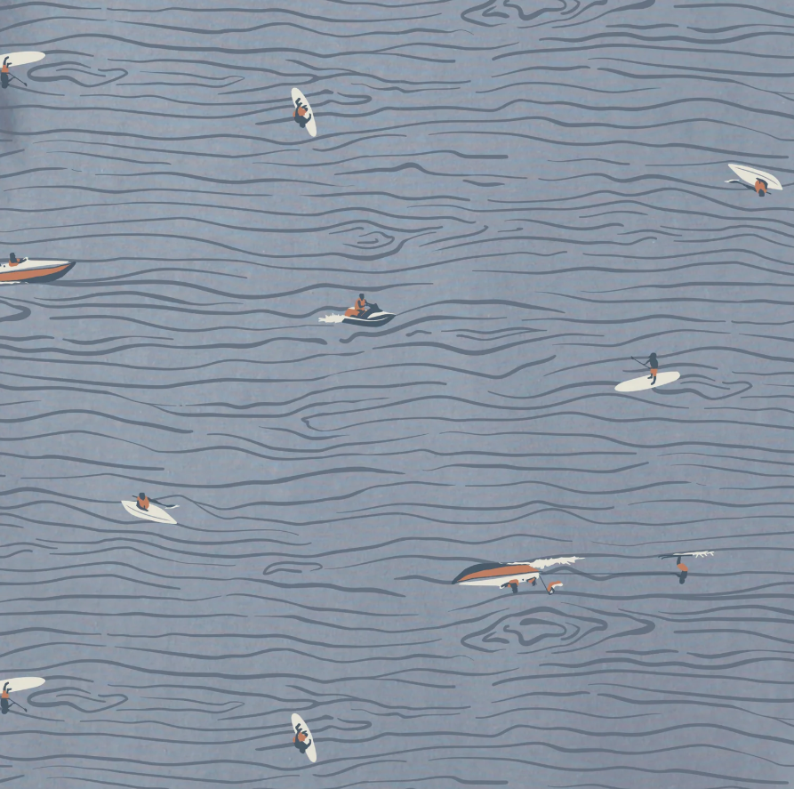 Mens Water Sports Pattern Camp Shirt