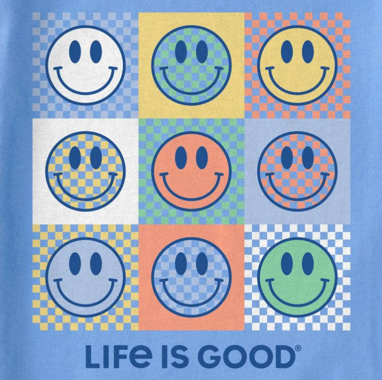 Kids Checkerboard Smilies Short Sleeve Crusher Tee