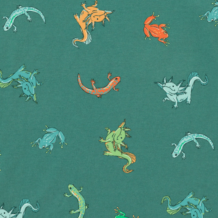 Kids Axolotl and Amphibians Pattern Short Sleeve Crusher Tee