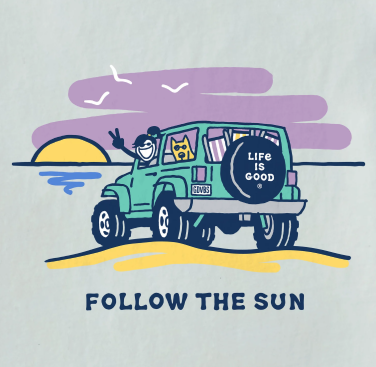 Womens Jackie and Rocket Follow The Sun 4x4 Short Sleeve Tee