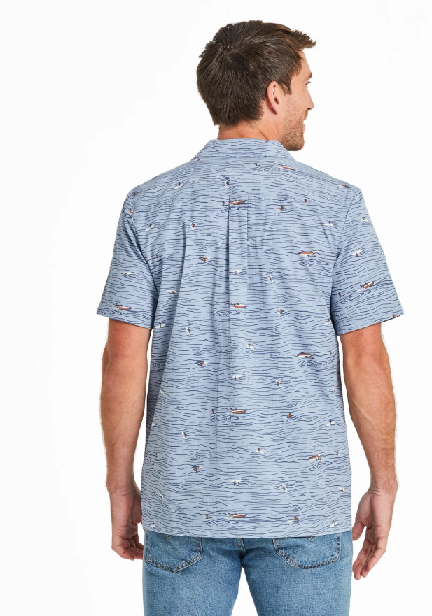 Mens Water Sports Pattern Camp Shirt