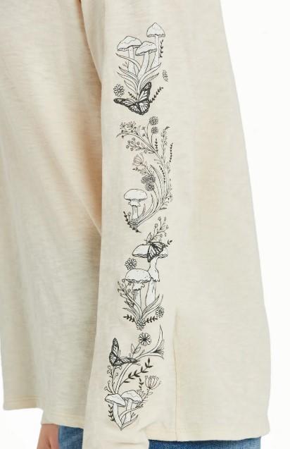 Womens Mushroom Garden Long Sleeve Slub Tee